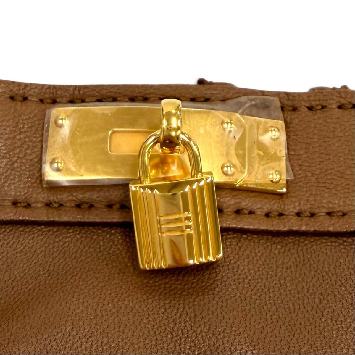Hermes Lambskin Lining Silk 100% Gold Kelly Gloves Brown 6.5 — view 6