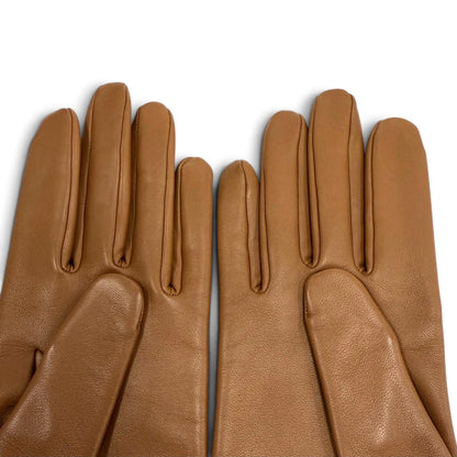 Hermes Lambskin Lining Silk 100% Gold Kelly Gloves Brown 6.5 — view 4