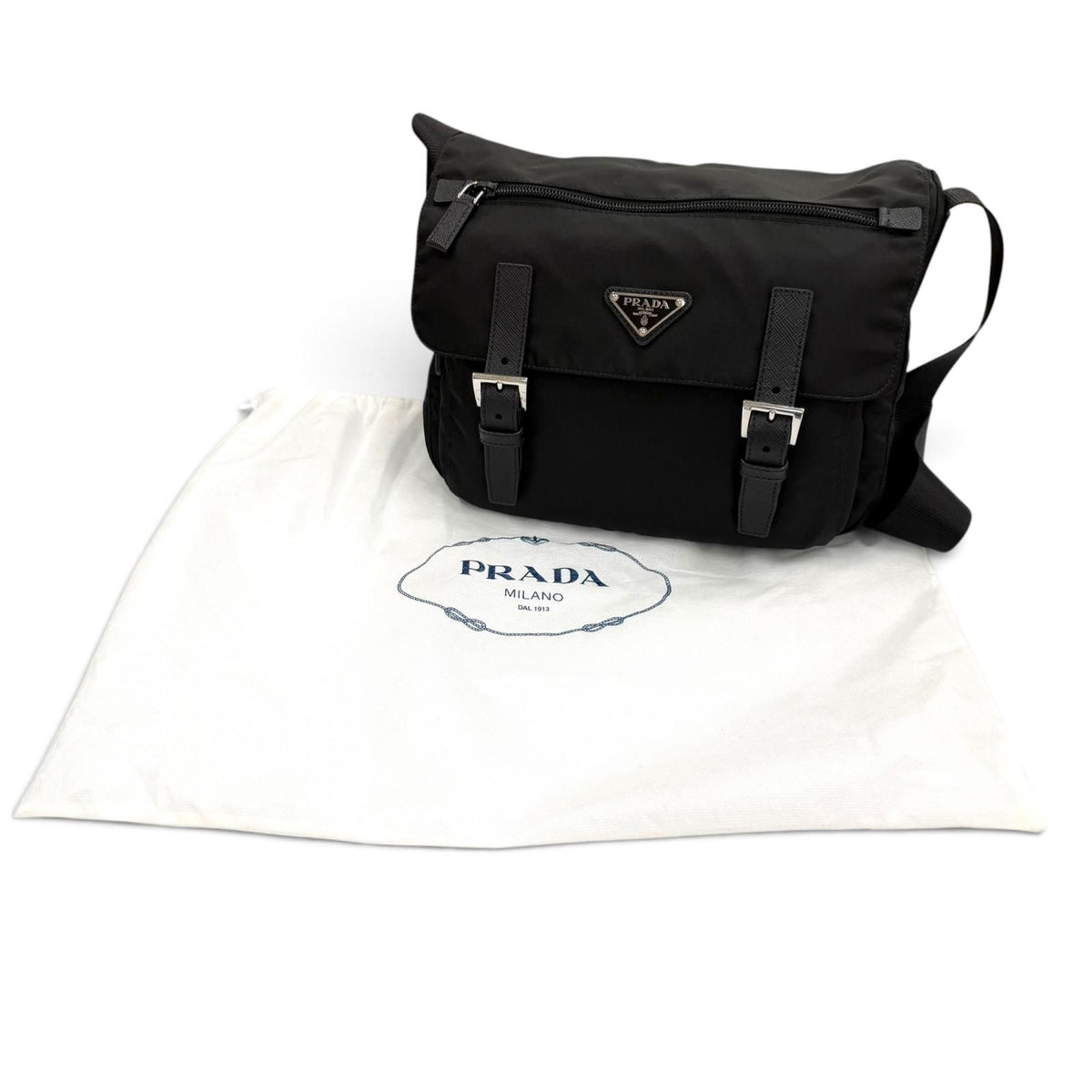 Prada Nylon Leather Re-Nylon Shoulder Bag Black — view 2