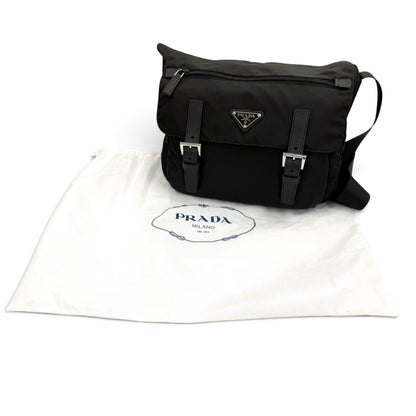 Prada Nylon Leather Re-Nylon Shoulder Bag Black — view 2