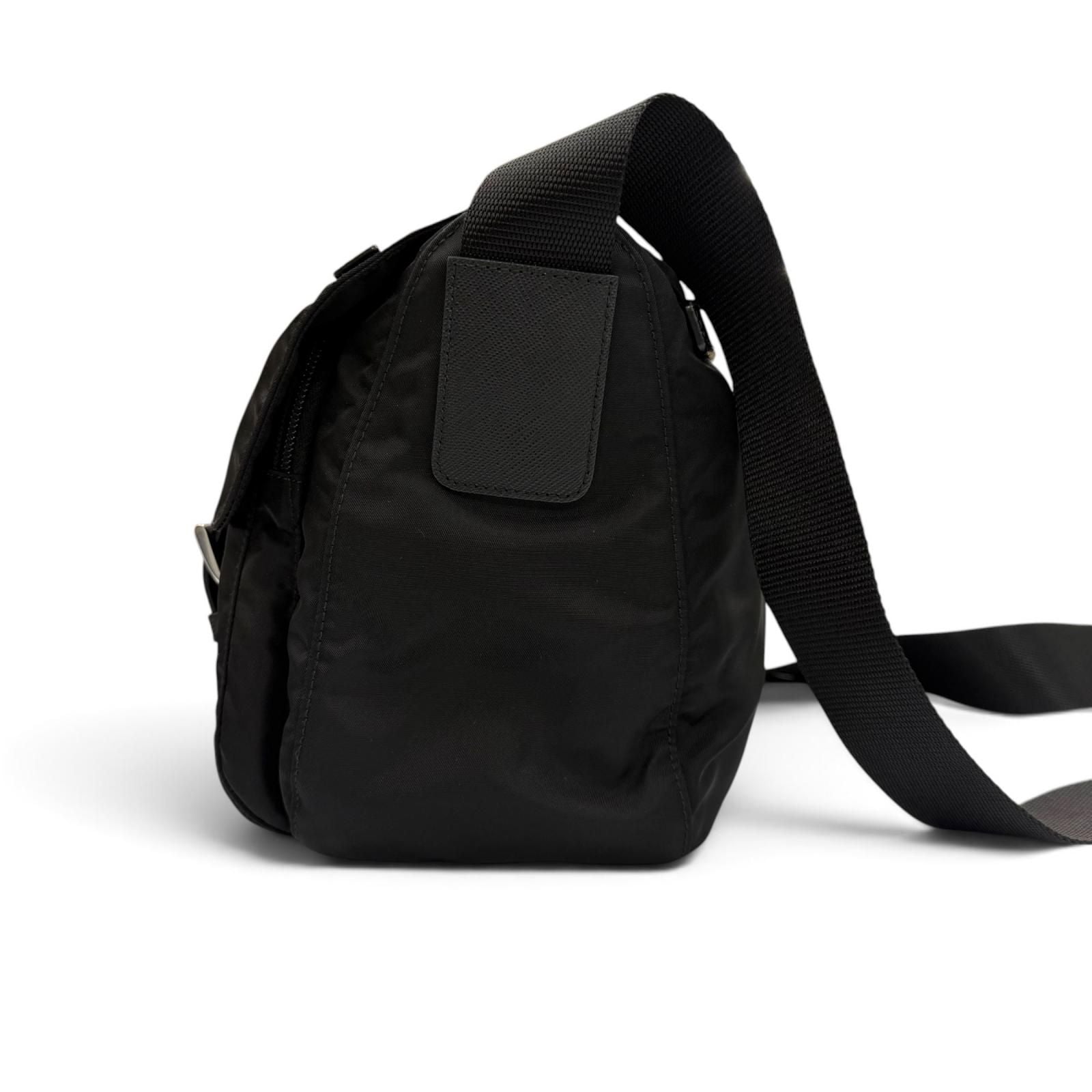 Prada Nylon Leather Re-Nylon Shoulder Bag Black — view 5
