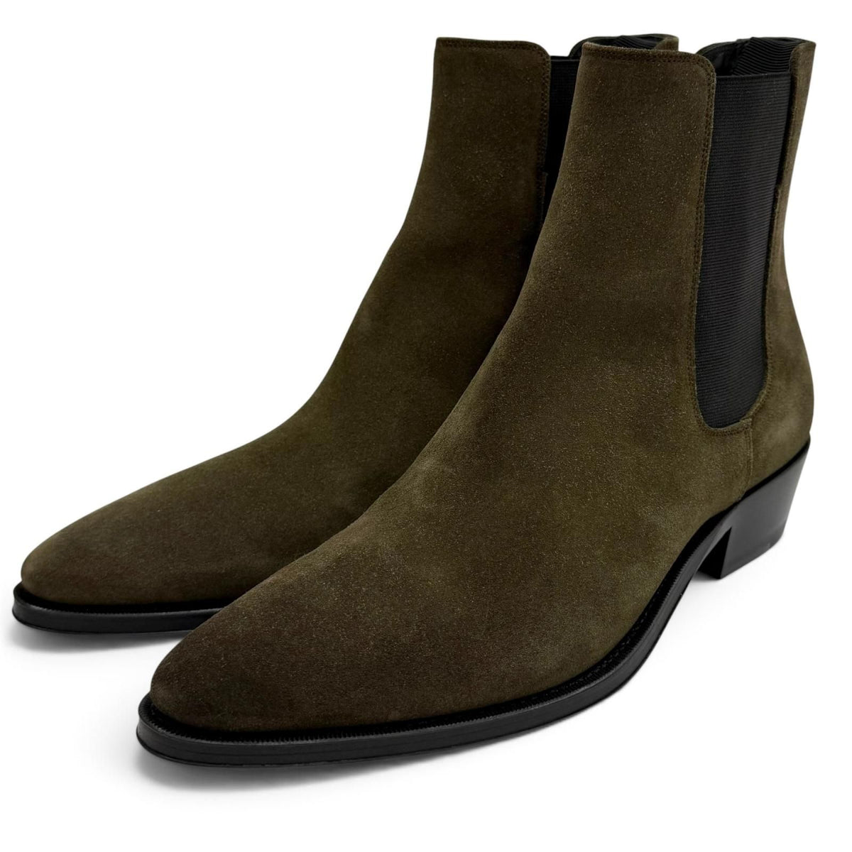 Celine Side Gore Suede Leather Chelsea Boots Short Boots Khaki 38