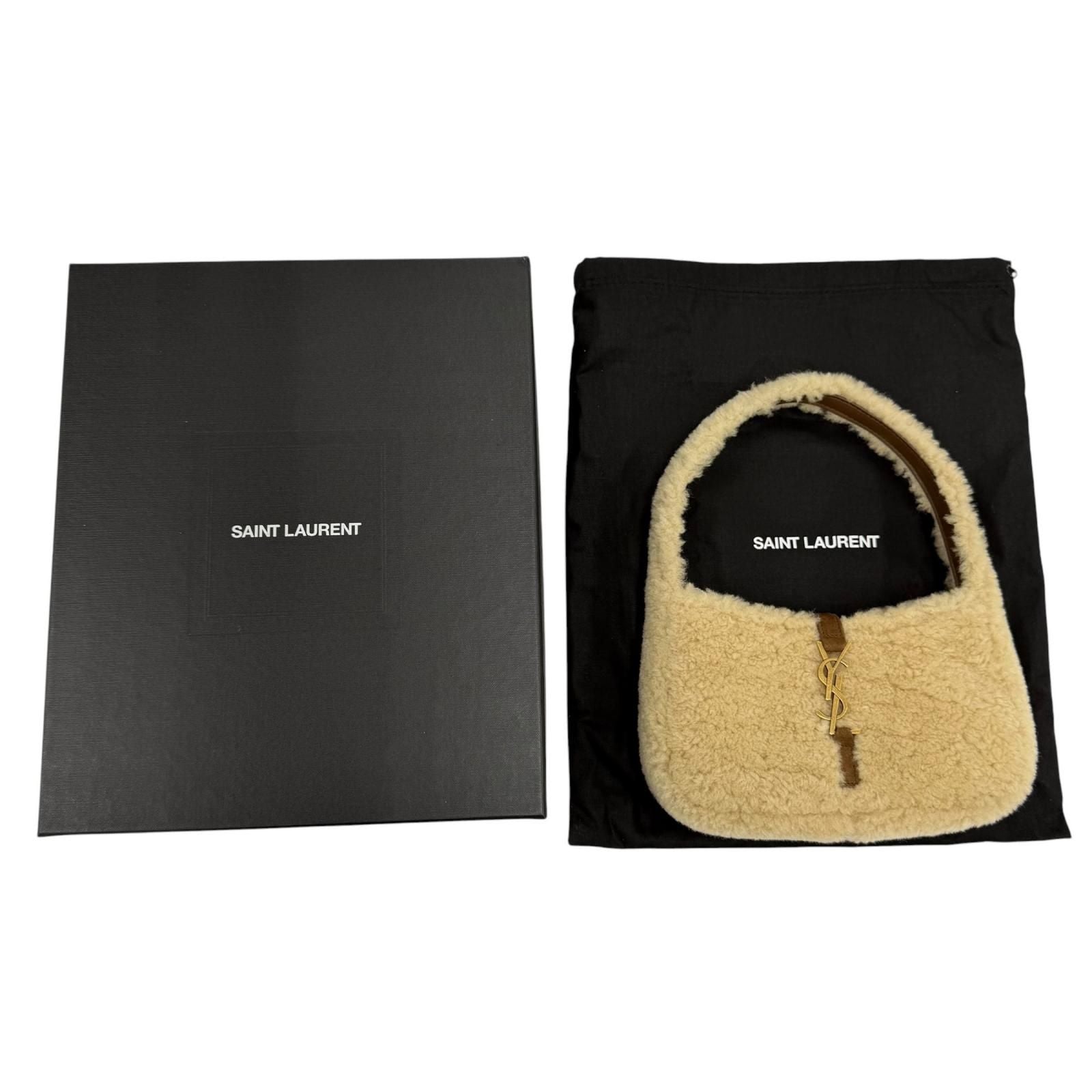 Saint Laurent Paris le 5 7 Mini Hobo Fleece Handbag Shearling Suede Leather — view 2