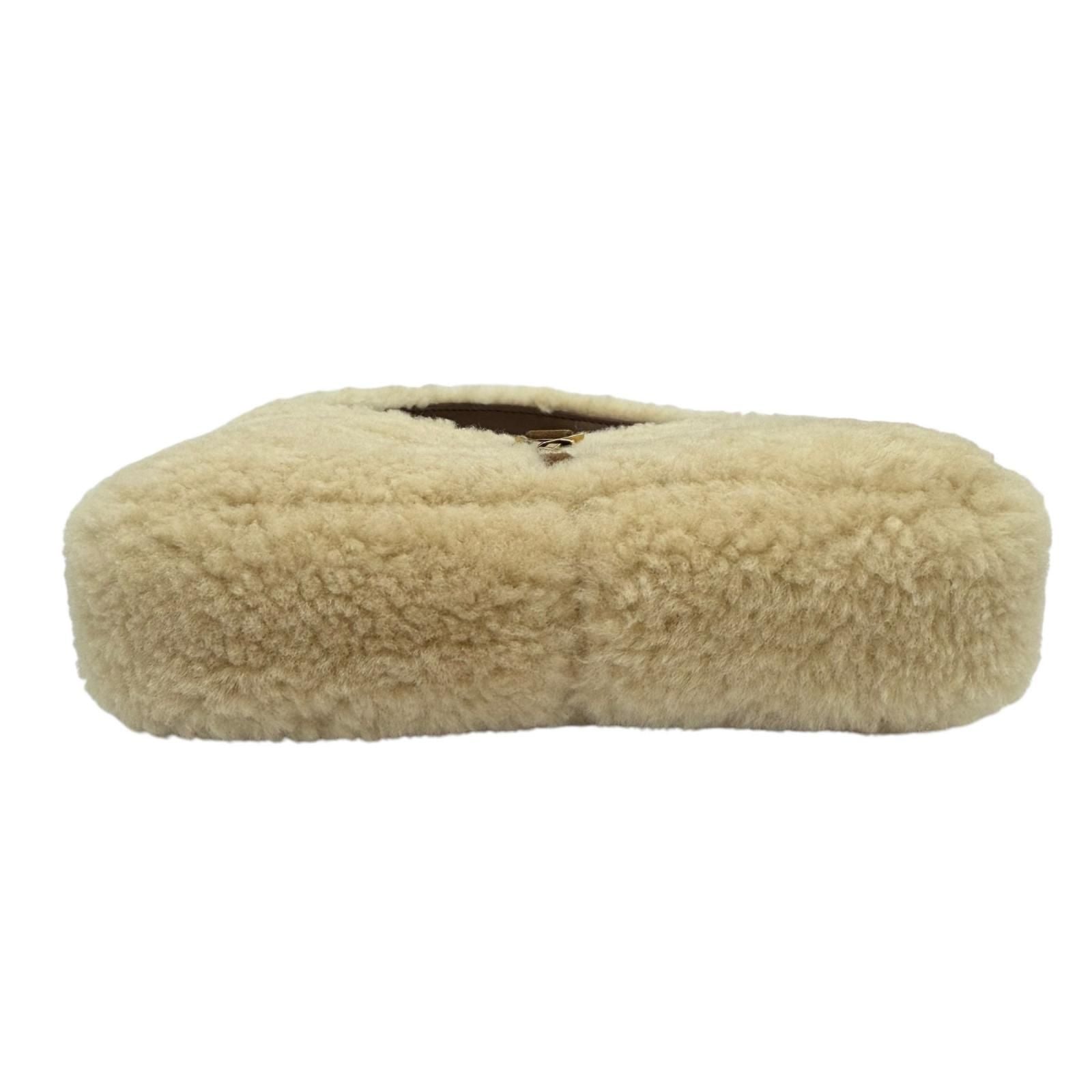 Saint Laurent Paris le 5 7 Mini Hobo Fleece Handbag Shearling Suede Leather — view 5