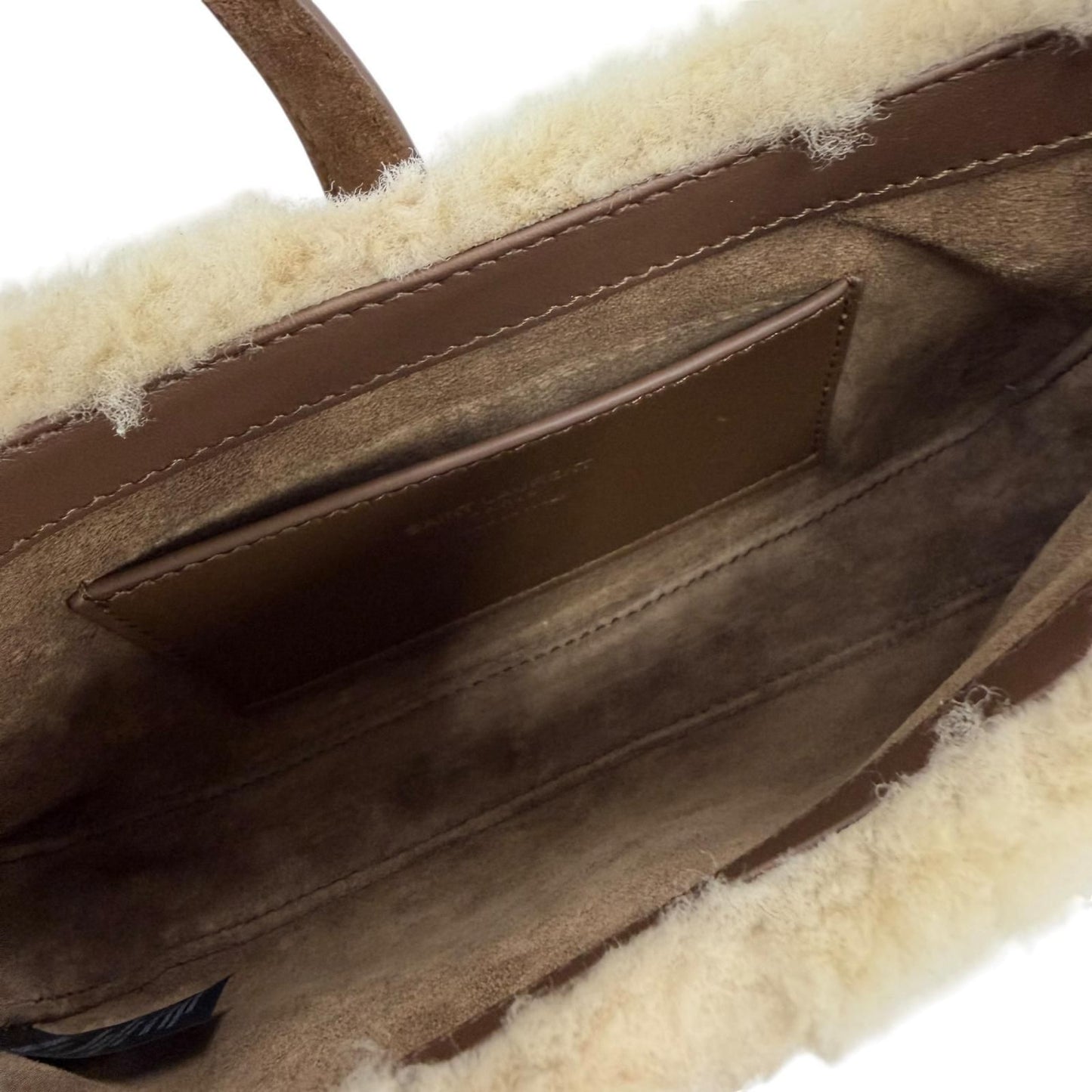 Saint Laurent Paris le 5 7 Mini Hobo Fleece Handbag Shearling Suede Leather — view 6