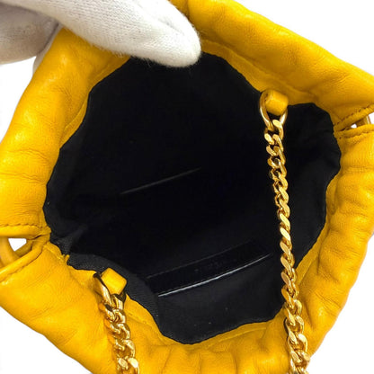 Saint Laurent Paris Drawstring Leather Chain Shoulder Bag Yellow — view 7