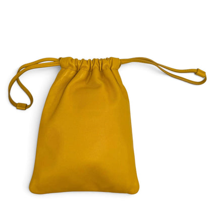 Saint Laurent Paris Drawstring Leather Chain Shoulder Bag Yellow — view 4