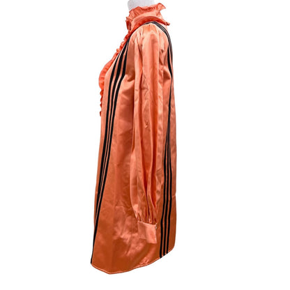 Gucci x Adidas Silk 100% Ruffle Long Sleeve Shirt Dress Orange 42 — view 3