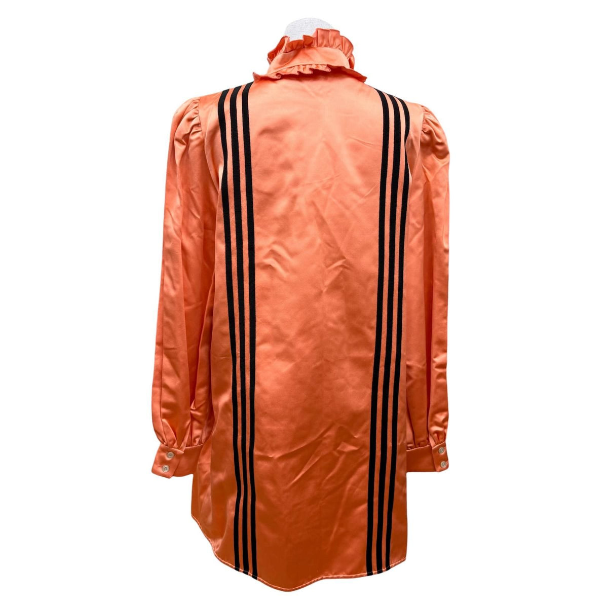 Gucci x Adidas Silk 100% Ruffle Long Sleeve Shirt Dress Orange 42 — view 4