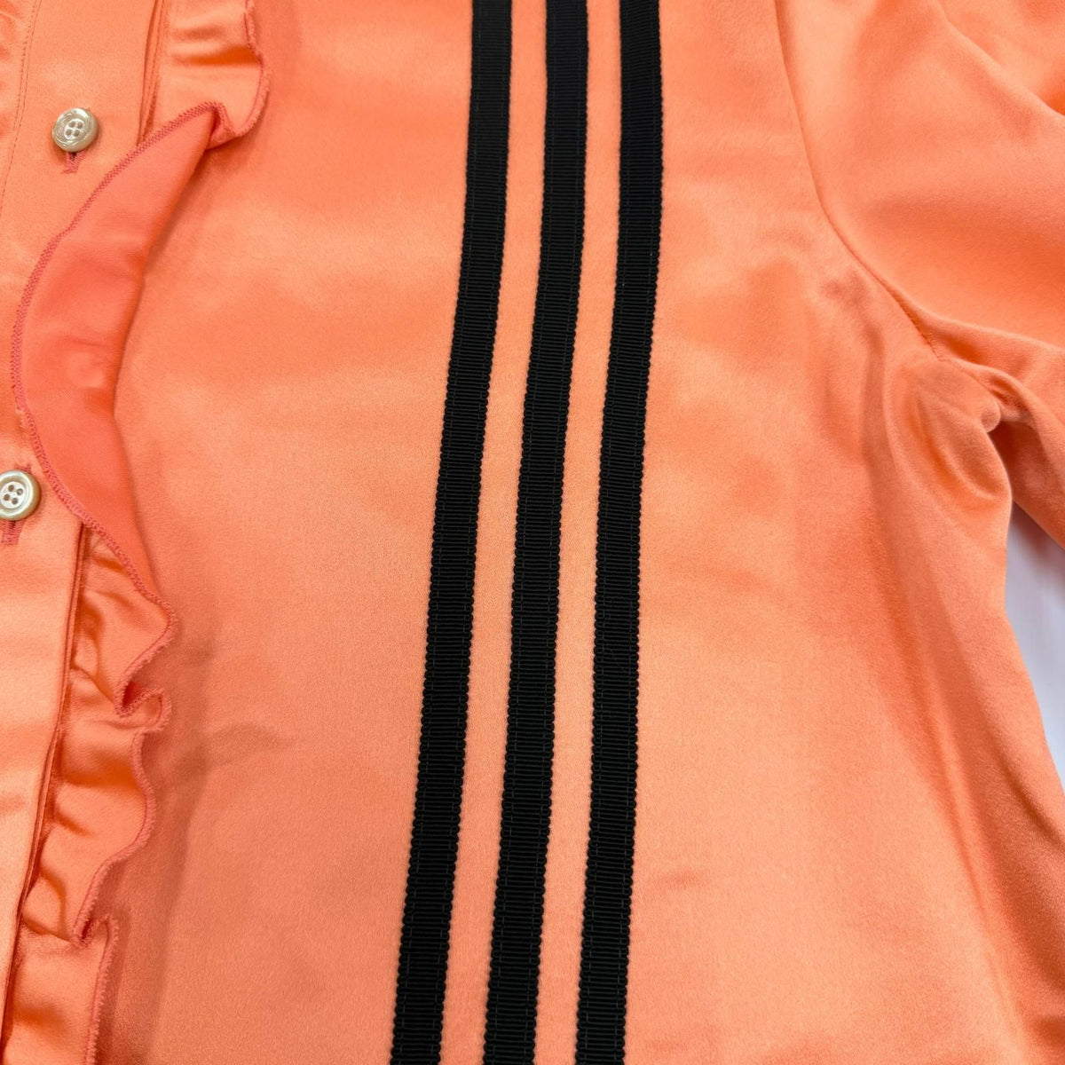 Gucci x Adidas Silk 100% Ruffle Long Sleeve Shirt Dress Orange 42 — view 5