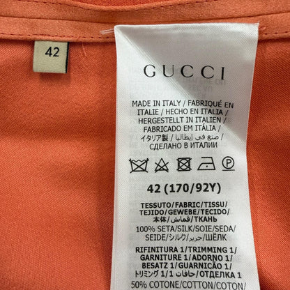 Gucci x Adidas Silk 100% Ruffle Long Sleeve Shirt Dress Orange 42 — view 7