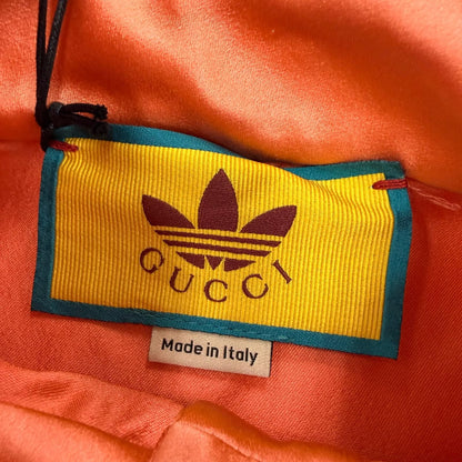 Gucci x Adidas Silk 100% Ruffle Long Sleeve Shirt Dress Orange 42 — view 6