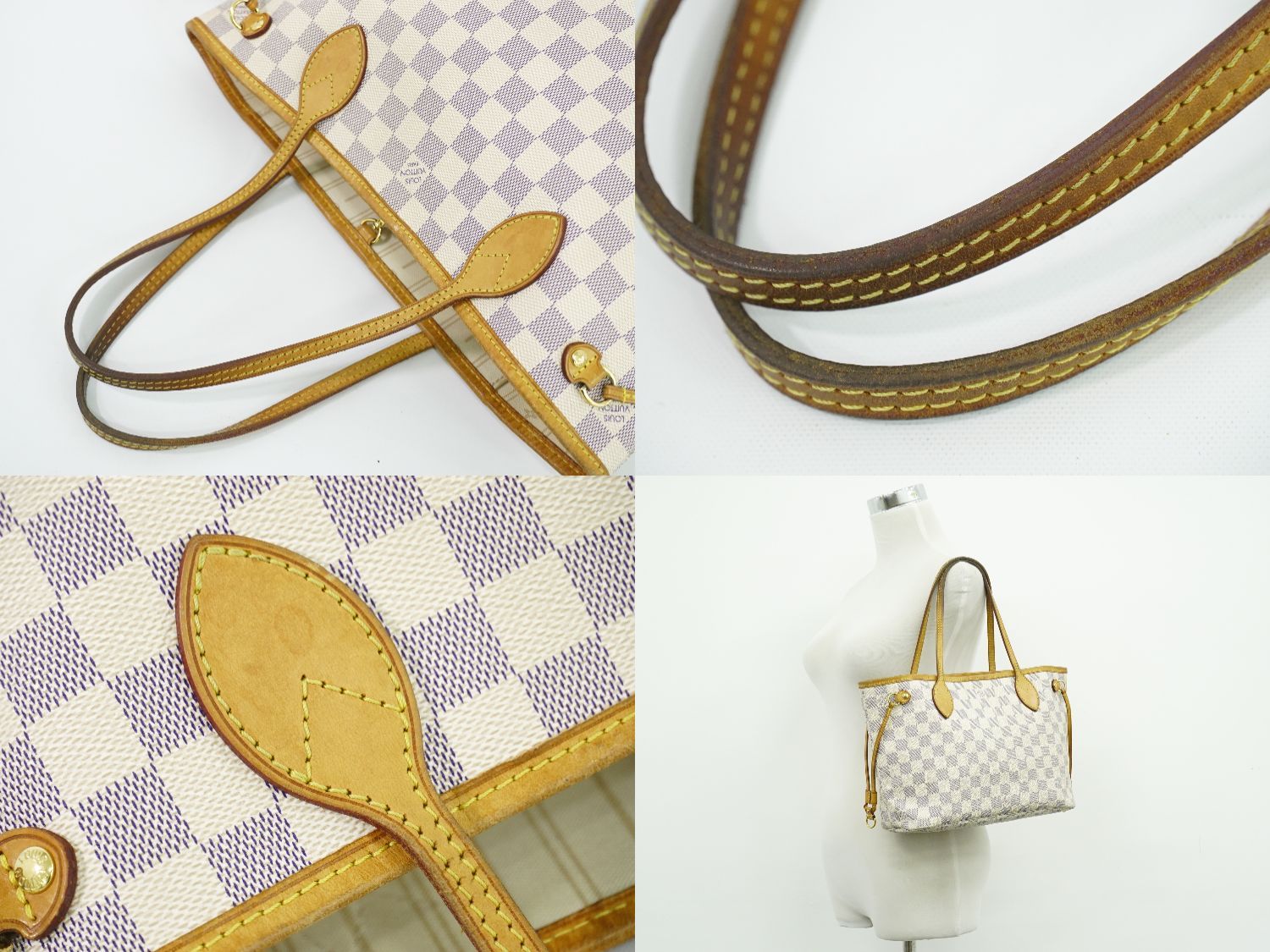 Louis Vuitton LV Vintage Neverfull PM Damier Azur Tote White Gray — view 6
