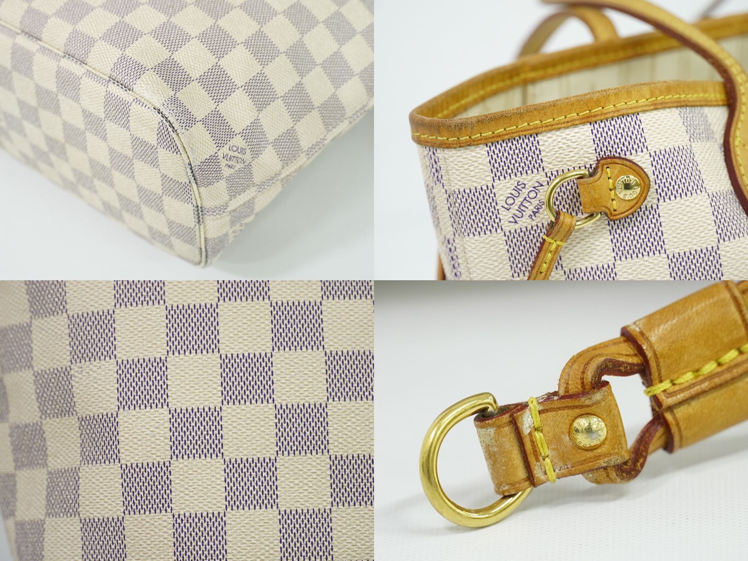 Louis Vuitton LV Vintage Neverfull PM Damier Azur Tote White Gray — view 7