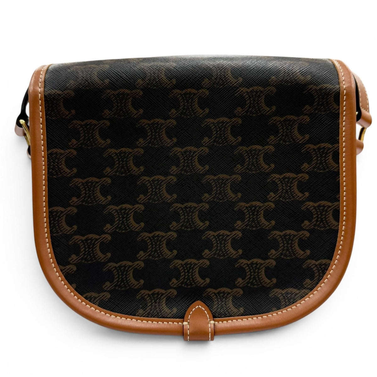 Celine Medium Folco Triomphe Canvas Shoulder Bag Tan Brown — view 3