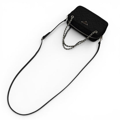 Prada Tessuto Impuntu Triangle Logo Leather Usage 2-Way Shoulder Bag Black — view 4