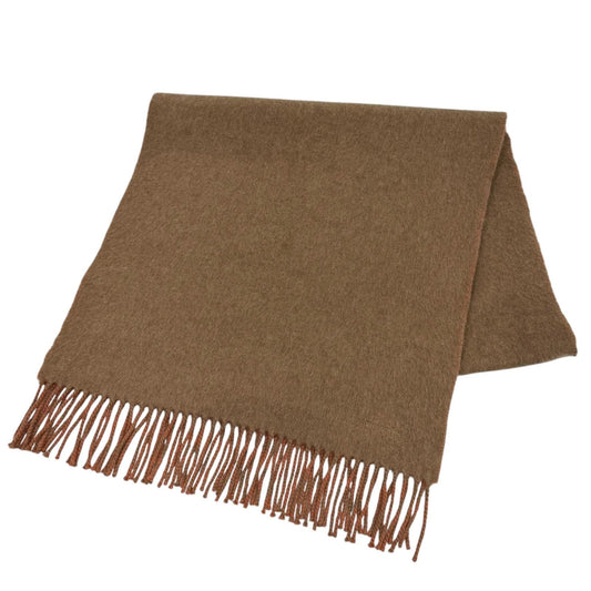 Hermes Recto Verso Cashmere 100% Logo Embroidery Fringe Scarf Shawl Brown Brick