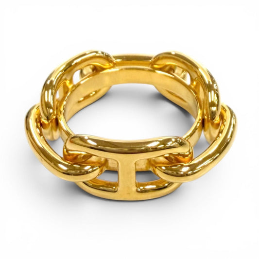 Hermes Regate Chaine D'ancre Scarf Ring Gold