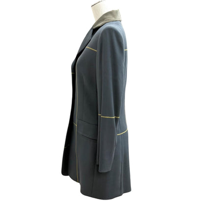 Hermes Vintage Wool 100% Logo Button Velour Long Jacket Charcoal Gray 38 — view 3