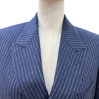 Celine Wool 100% Striped Pattern Peak Lapel Double Tailored Jacket Navy 34 — view 2