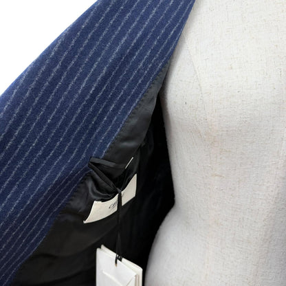 Celine Wool 100% Striped Pattern Peak Lapel Double Tailored Jacket Navy 34 — view 5