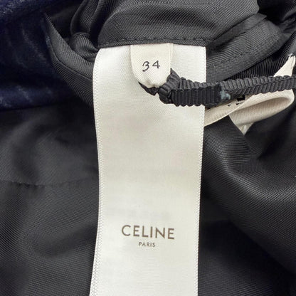Celine Wool 100% Striped Pattern Peak Lapel Double Tailored Jacket Navy 34 — view 8