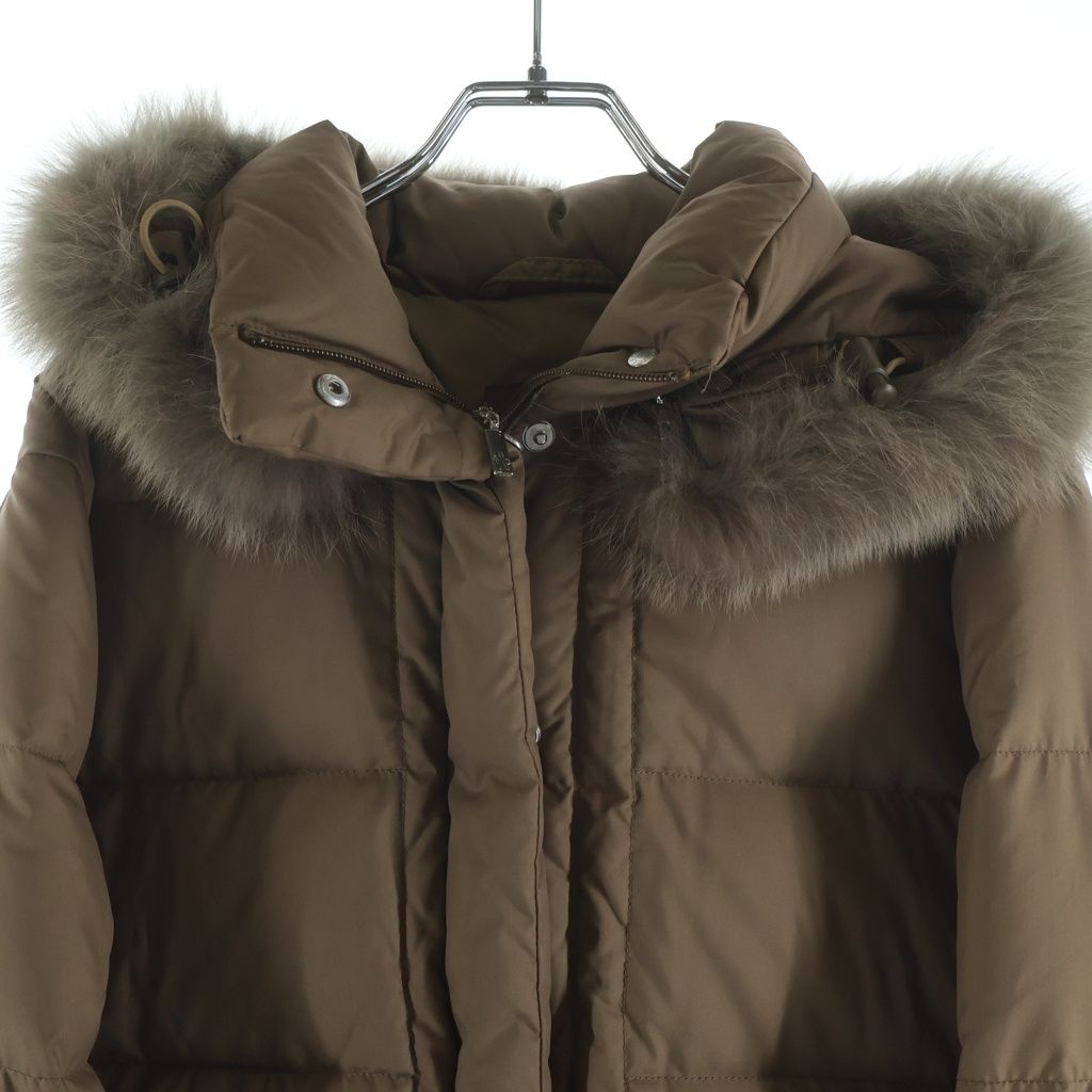 Moncler Valentine Fur Long Down Jacket Brown — view 3