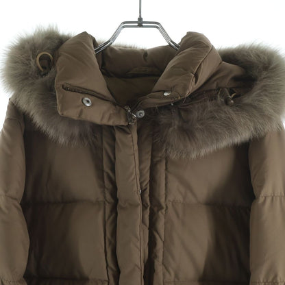 Moncler Valentine Fur Long Down Jacket Brown — view 3