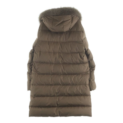 Moncler Valentine Fur Long Down Jacket Brown — view 2