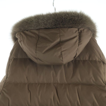 Moncler Valentine Fur Long Down Jacket Brown — view 4