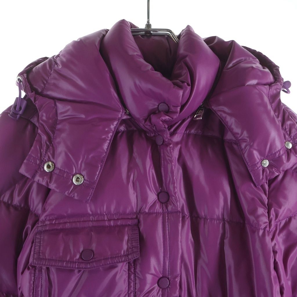 Moncler Meina Nylon Long Down Coat Purple — view 3