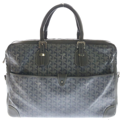 Goyard Ambassador MM Handbag Business Bag Gray Leather Silver
