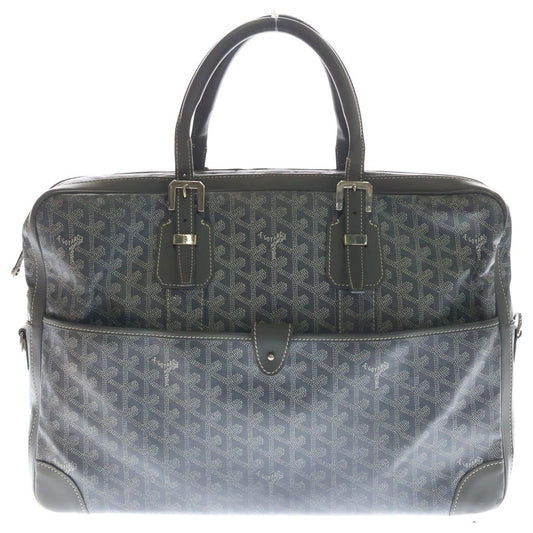 Goyard Ambassador MM Handbag Business Bag Gray Leather Silver