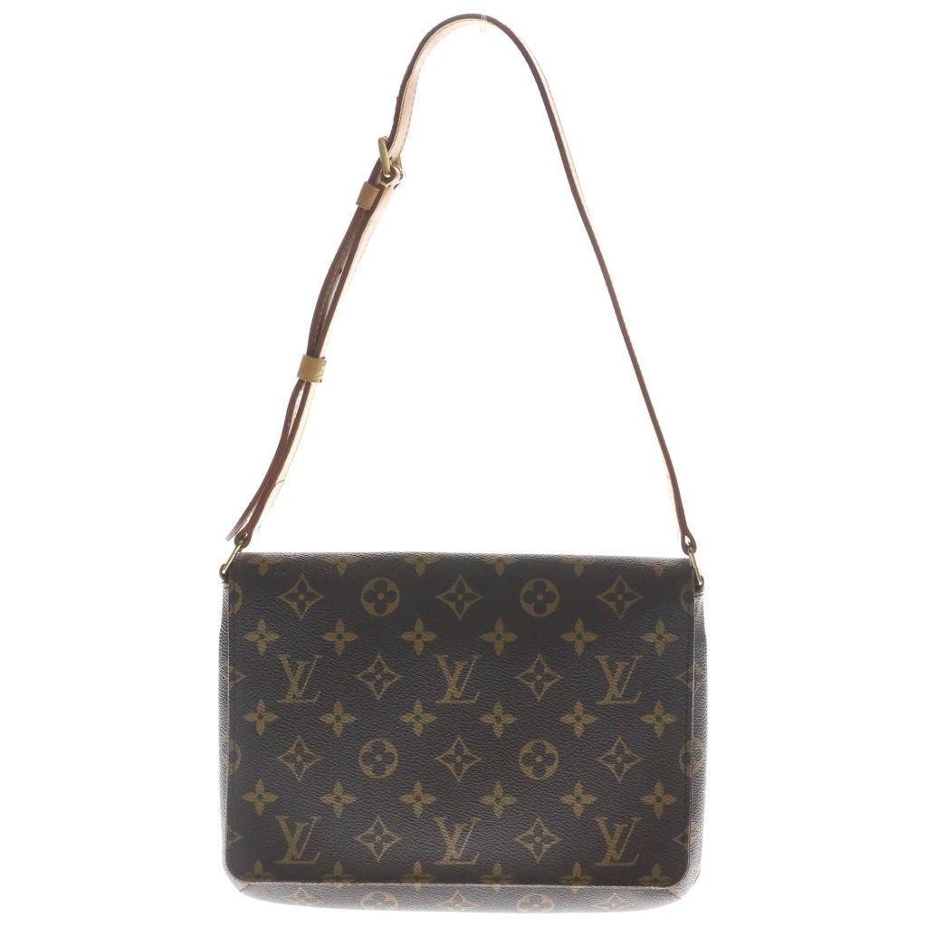 Louis Vuitton Monogram Musette Tango Leather Shoulder Bag Brown