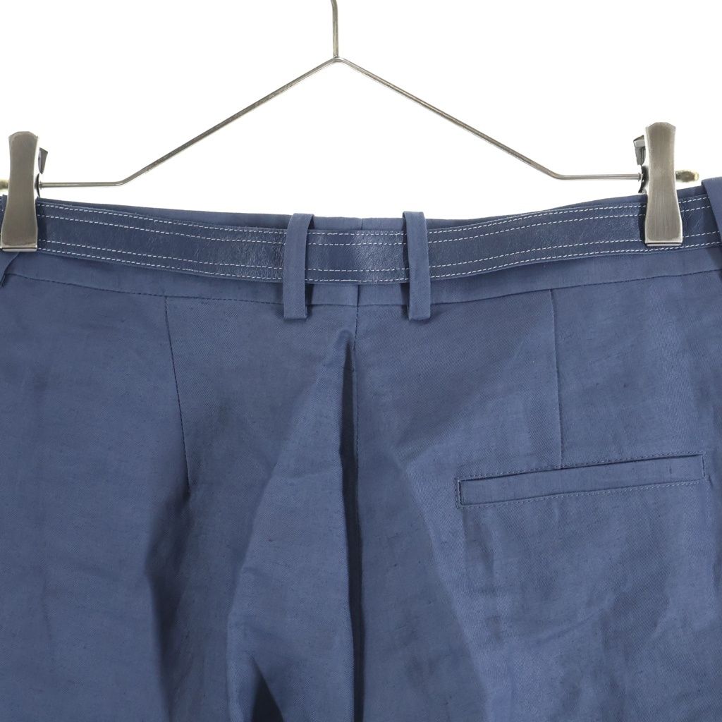 Celine Wide Pants with Belt Navy Linen — view 4