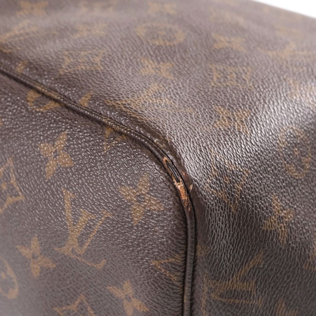 Louis Vuitton Monogram Neverfull MM Vintage Tote Brown Leather Gold — view 5