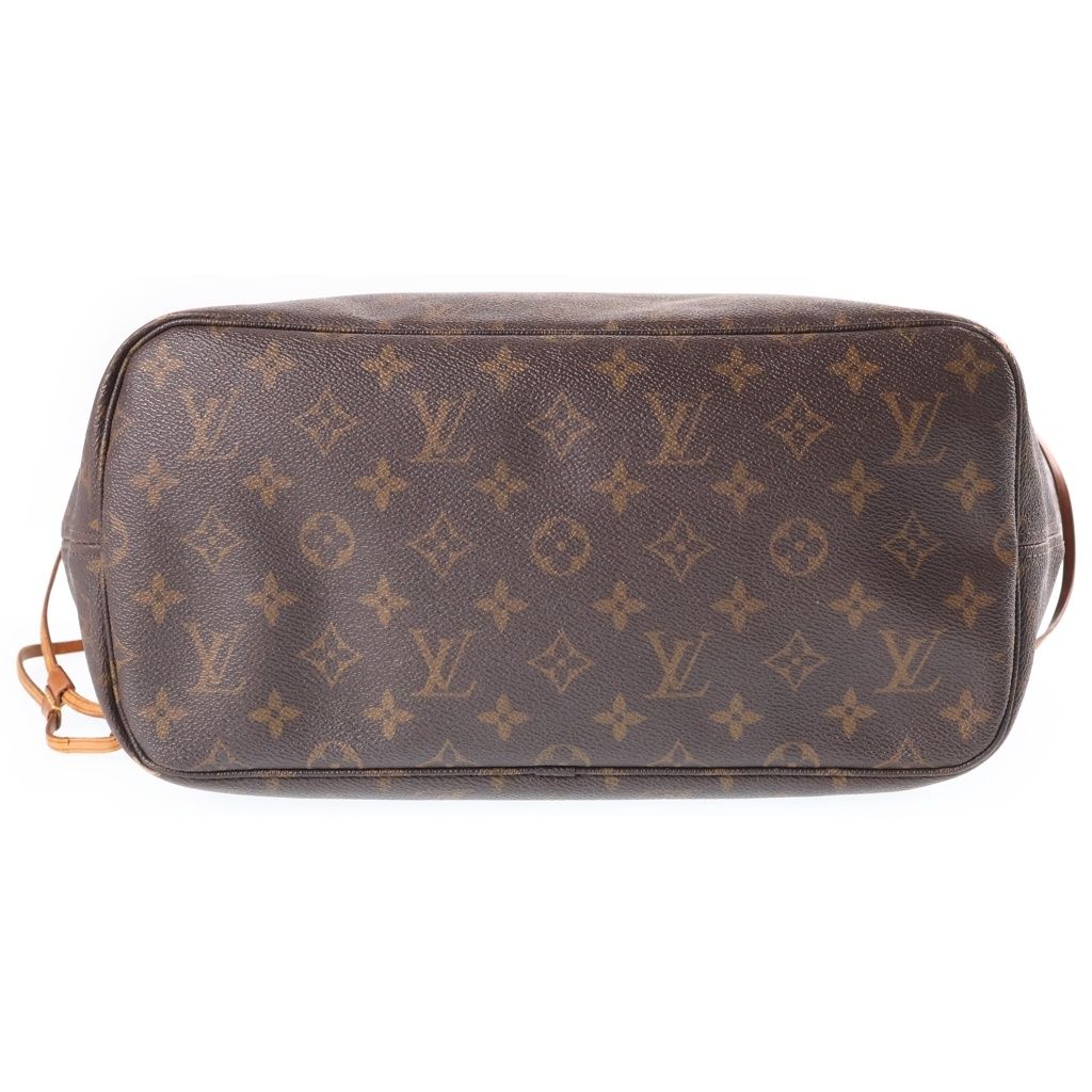Louis Vuitton Monogram Neverfull MM Vintage Tote Brown Leather Gold — view 4