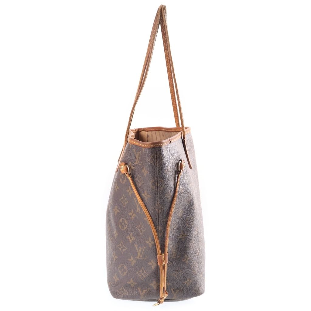 Louis Vuitton Monogram Neverfull MM Vintage Tote Brown Leather Gold — view 3