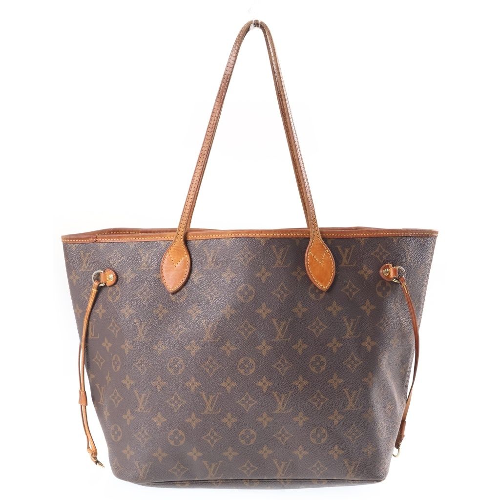 Louis Vuitton Monogram Neverfull MM Vintage Tote Brown Leather Gold