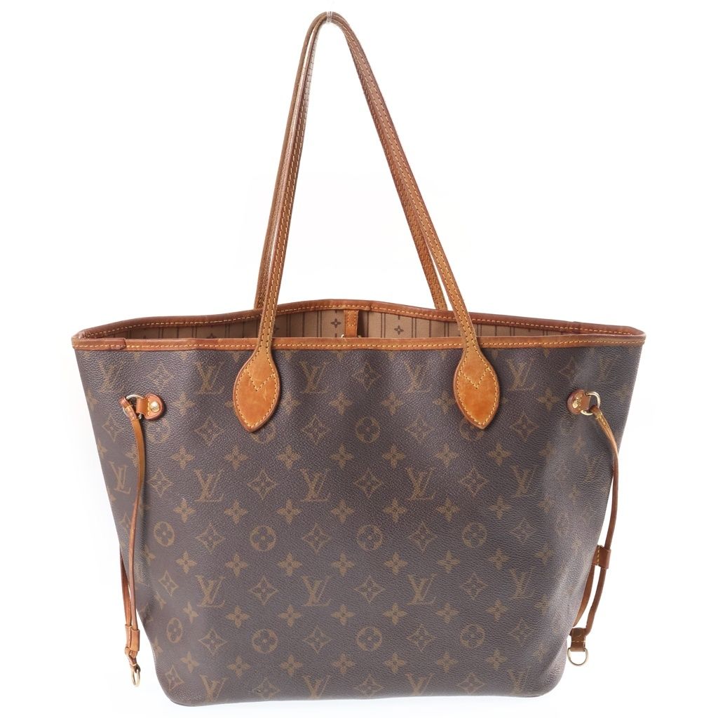 Louis Vuitton Monogram Neverfull MM Vintage Tote Brown Leather Gold — view 2