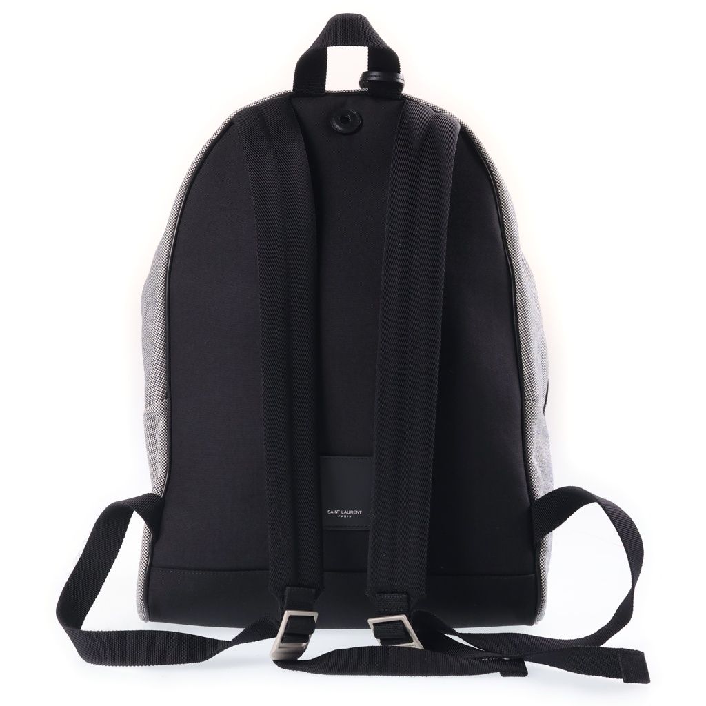 Saint Laurent Paris City Backpack Canvas Black White — view 2
