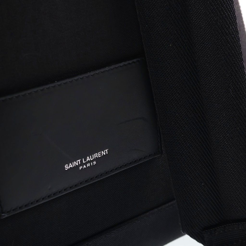 Saint Laurent Paris City Backpack Canvas Black White — view 6