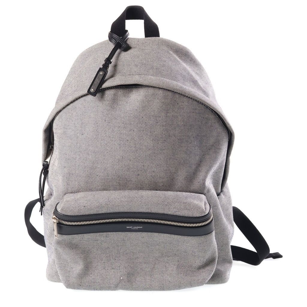 Saint Laurent Paris City Backpack Canvas Black White