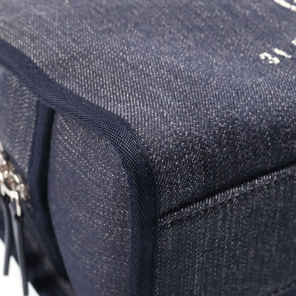 Chanel Deauville Bowling Bag Chain Navy Denim Leather Silver — view 5