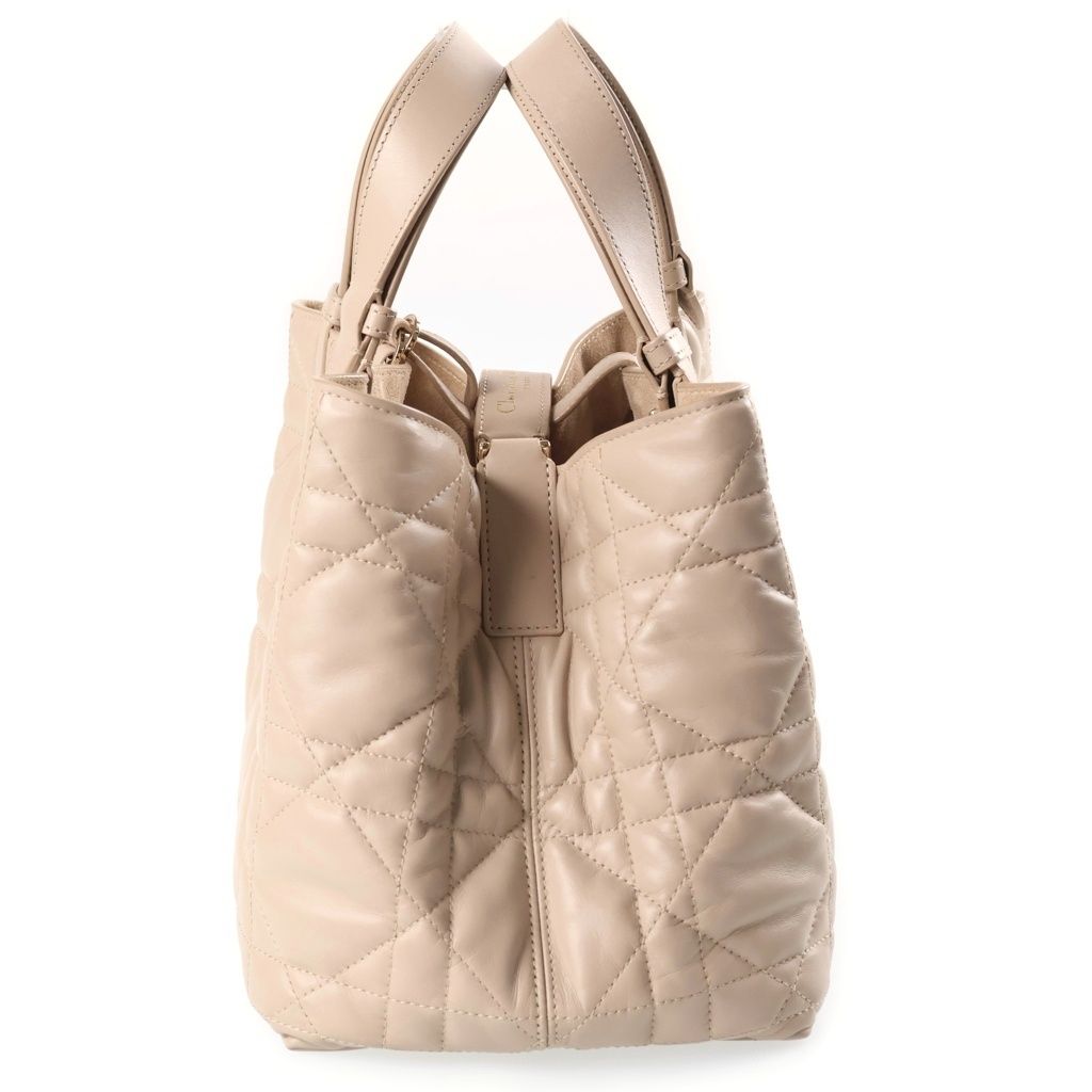 Dior Toujours Macro Cannage Handbag Calfskin Beige — view 3