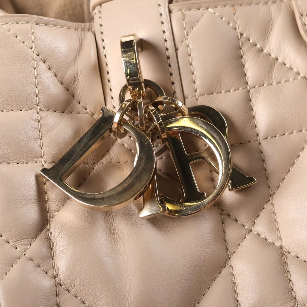 Dior Toujours Macro Cannage Handbag Calfskin Beige — view 7
