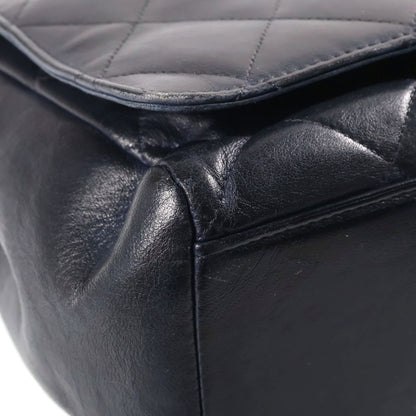 Chanel CC Logo Chain Handbag Quilted Silver Lambskin Black — view 5