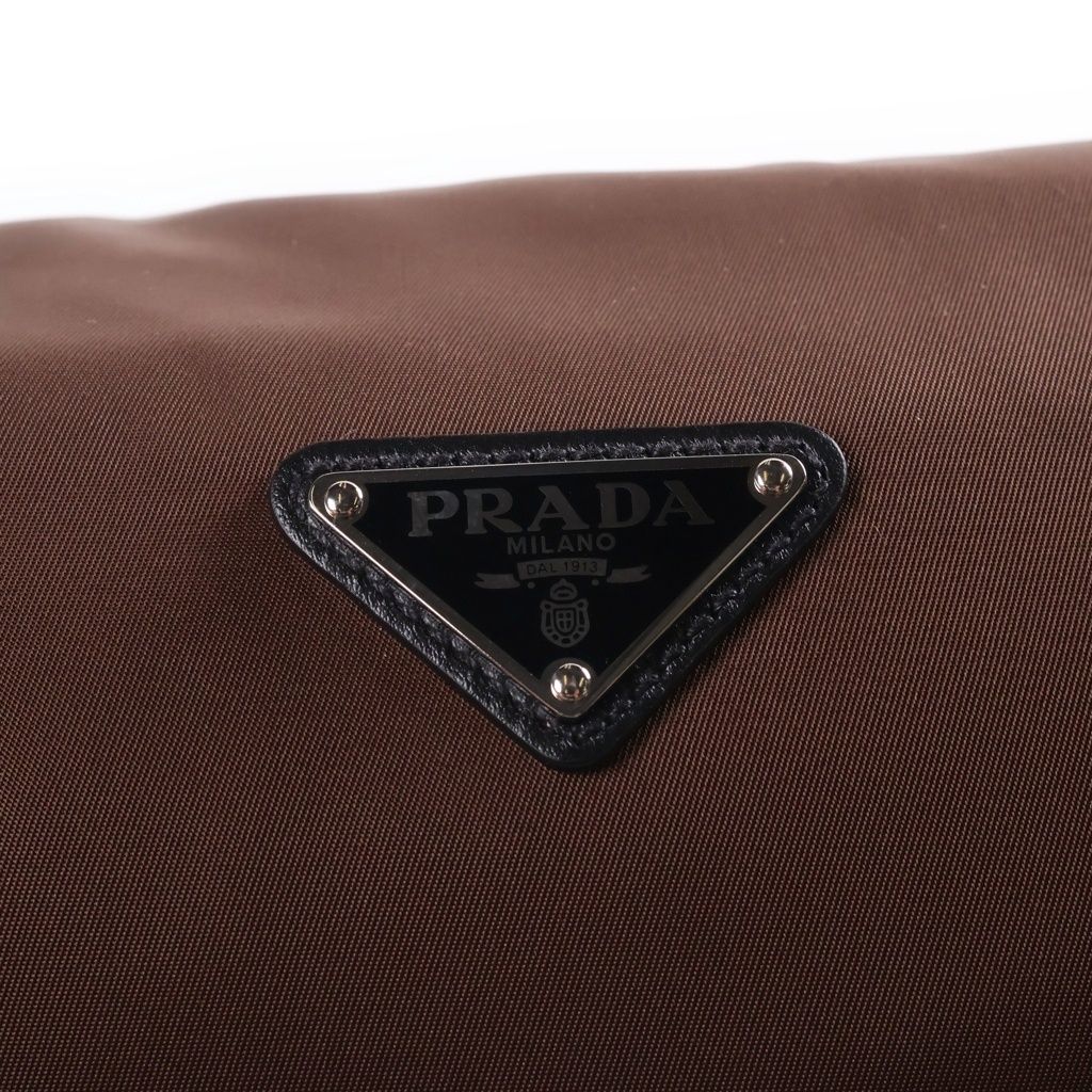 Prada Explorer Re-Nylon Bag Brown Nylon Leather Silver — view 6