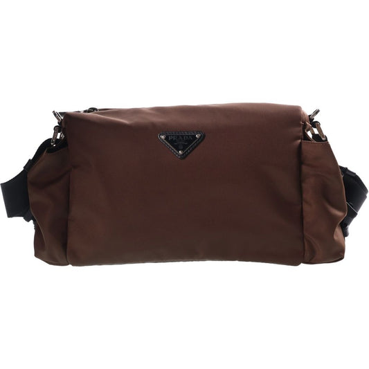 Prada Explorer Re-Nylon Bag Brown Nylon Leather Silver