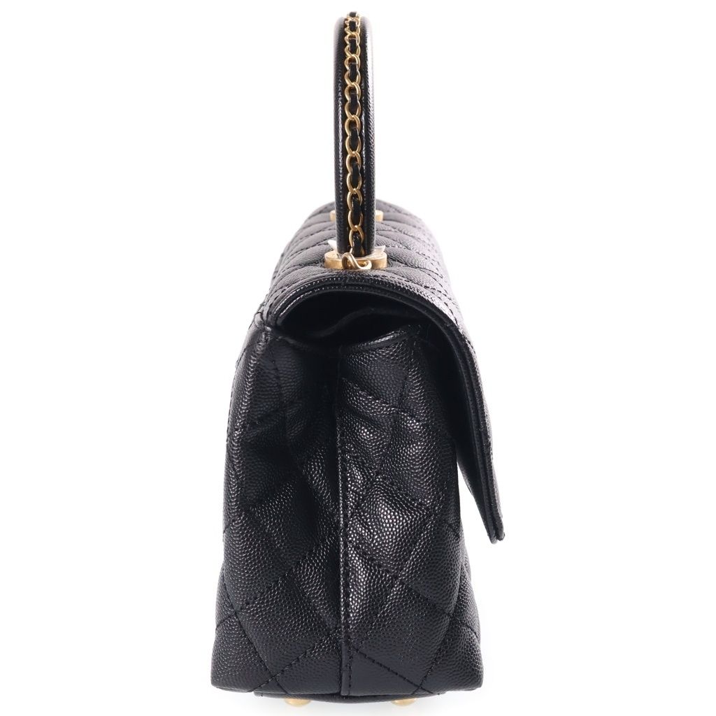 Chanel Coco Handle XS 2-Way Shoulder Bag Top Gold Caviar Leather Black — view 3